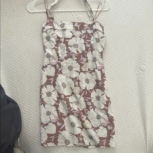 Abercrombie & Fitch Cream Floral Mini Dress with Mauve Background